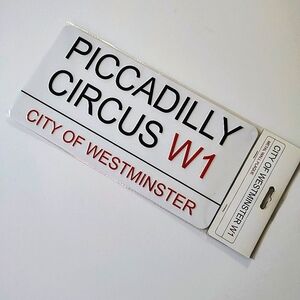 Piccadilly Circus City of Westminster Wall Sign - White and Red NIB